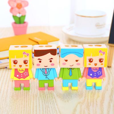 China New Cute Office/School/Student Cartoon Kawaii Dolls Erasers With 2-Holes Pencil Sharpener for sale