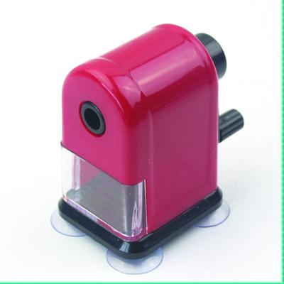 China For School New Popular Single Hole Large Hand Pencil Sharpener With Sucker Base for sale