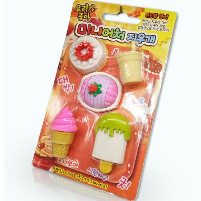 China 2020 Promotional Eraser I LOW MOQ TPR Hot Sale Rubber Cute 3D Cake Shaped Funny Earser Erasers Set for sale