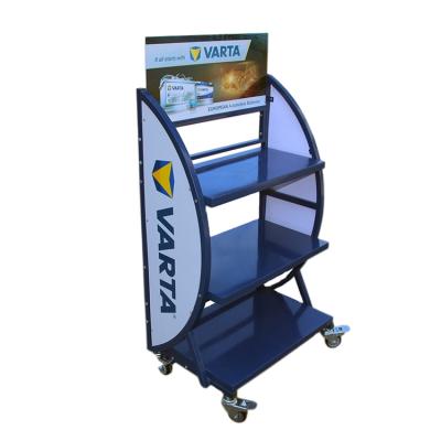 China NEW ZEYU-30050A mini mobile double-sided battery rack, battery display rack, battery display stand for sale