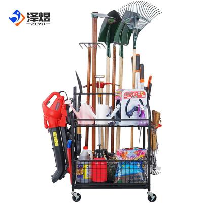 China Iron Garden Tool Organizer for Garage-yard Tool Racks /Storage Socket Garden Tools with Wheels for sale