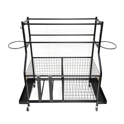 China Iron Playgroup Gym and Schools Powder Coated Steel Garage Storage System Sporting Goods Organizer with Baskets and Hooks Rack for sale