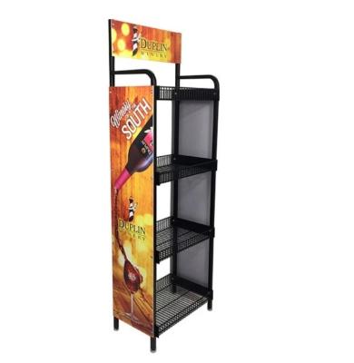 China Supermarket/retail/store wire rack fruit rack basket layer storage chip wine energy soft drink can show rack for sale