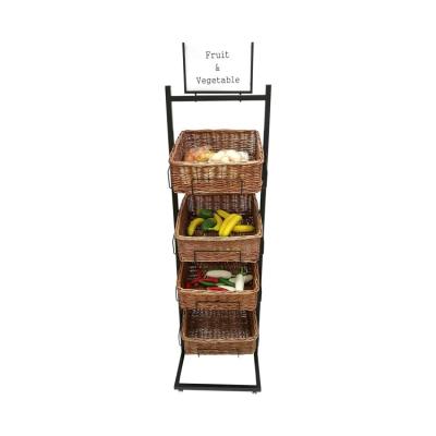 China Iron 4 Tier Supermarket Fruit And Vegetable Display Rack for sale