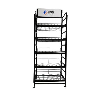 China Iron Floor Standing 5 Layer Potato Chips Metal Display Rack For Sale for sale