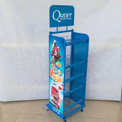 China Retail Iron Supermarket Metal Wire Mesh Potato Chips Snack Rack Display Stand For Hanging Snacks for sale