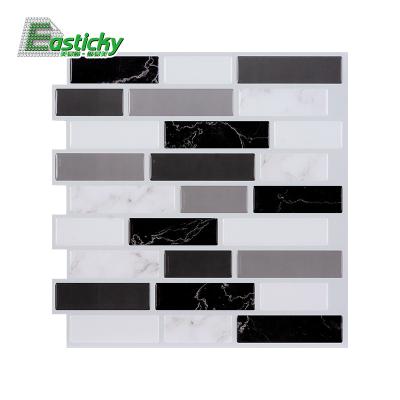 China Black and White Brick Self Adhesive Tile Sticker Interior Wall Decoration Marble Subway Waterproof Waterproof Tiles for Bedroom Kitchen for sale