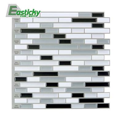 China Modern Chinese traditional 3d wall decoration skin stick tile removable PU peel and stick tiles for sale