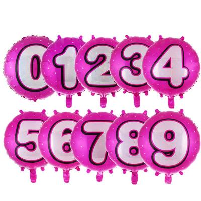 China 2021 New 18 Inch Hot Pink Laser Number Foil Balloon Birthday Digit Balloon Foil for sale