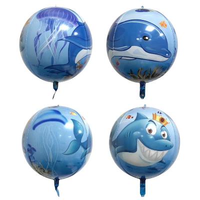 China Birthday Decoration 22 Inch 4D Foil Balloon Sea Animal Theme Shark Ocean World Foil Balloon for sale