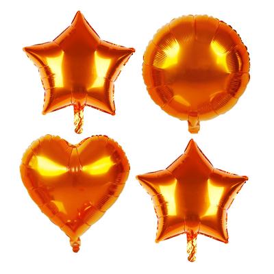 China 18 Inch Orange Foil Balloon Decoration Round Star Heart Shape Foil Balloon Halloween Birthday Party for sale