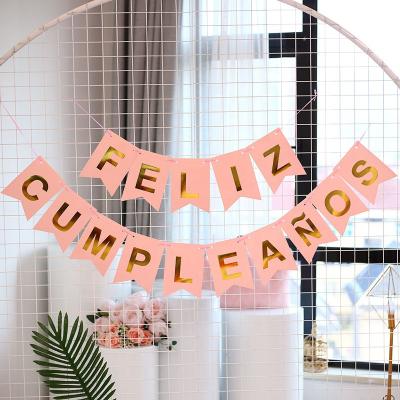 China UV Resistance Happy Birthday In Spanish Top Quality Birthday Banner Party Decorations Paper Banner for sale