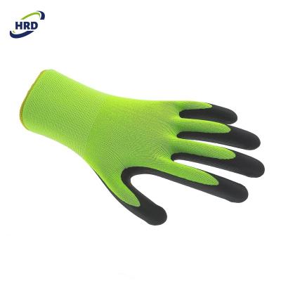 China New products soft and felxible micro foam nitrile coated hi viz knurling outdoor lumberjack Garden Work Gloves for sale