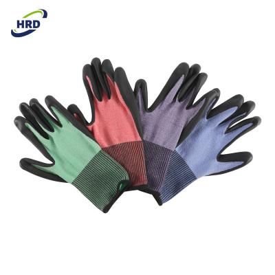 China Miro Foam Nitrile Coated Popular Soft And Felxible Nylon Coated Top Handle Safety Work Gardening Gloves for sale