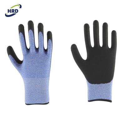 China China PPE water jet foam soft and felxible high tech nitrile dipped polyester safety work gloves recycled for sale