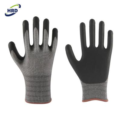 China Professional Manufacturer Soft And Felxible Micro Foam Nitrile Coated EN388 Cut 5 Resistant Flexible Blade Cut Resistant Safety Work Glove for sale