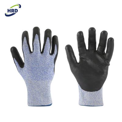 China High Tech Nitrile Coated EN388 Soft And Felxible Micro Foam Cut Resistant 3 Flexible Blade Cut Resistant Safety Work Glove for sale