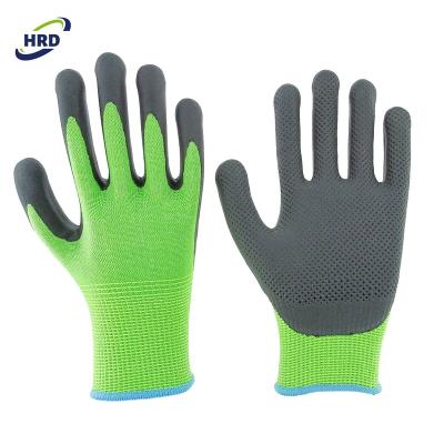 China Soft and felxible new popular micro nitrile coated foam palm style construction work knurling gloves for sale