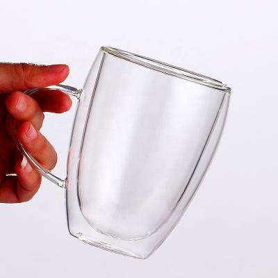 China High Quality Borosilicate Insulated Cappuccino Double Wall Coffee Sustainable Selling Glass Mug for sale