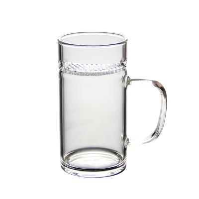 China High Viable Hot Sale 201-300ml Borosilicate Glass Crescent Tea Cup With Strainer for sale