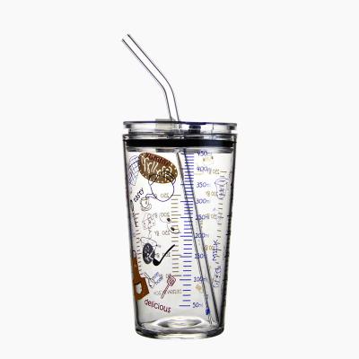 China Viable Custom Crystal Logo Drinking Glasses Clear Cup With Straw for sale