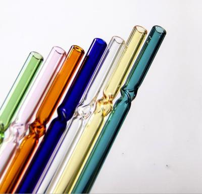 China Custom Sustainable Reusable Reusable Straw High Borosilicate Glass Stained Glass LOGO Drink Cup Curved Straw 8mm Eco-Friendly Colored Glass for sale