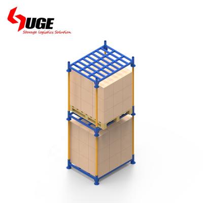 China Stackable and Detachable Powder Coating 4 Post Detachable Steel Stacking Pole Pallet for Cold Storage for sale