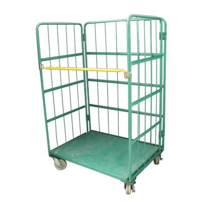 China Durable and Foldable Portable Stackable Container Pallet Roll Metal Cage Logistic Trolley with Casters for sale