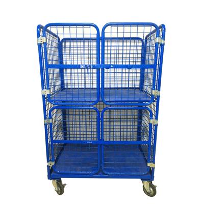 China Wholesale Collapsible Roll Foldable Portable Container Cage Logistics Trolley With Layers for sale