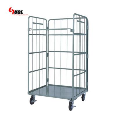 China Hot Selling Foldable Without Door Logistic Cage Container Trolley Warehouse Logistic Roll Cart Storage for sale