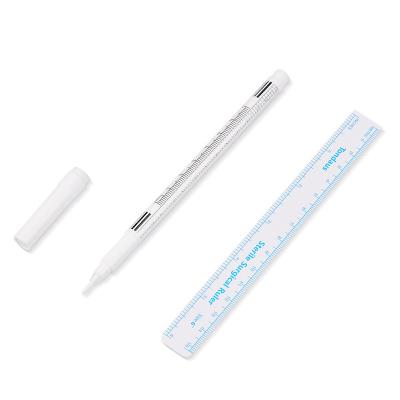 China Tattoo Surgical Marker Pen White Ink for Tattoo Piercing Permanent Makeup Microblading Marker with 1mm Ruler for sale