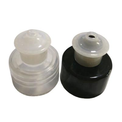 China Non Spill 24/410 28/410 Plastic Soap Bottle Lid Push Pull Black Color Dishwashing Cap for sale