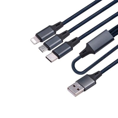 China 3 in 1 Fast Shipping Charger Attach 3 in 1 Micro USB Type C and L USB Connectors Compatible with Phone Charger Cable for sale