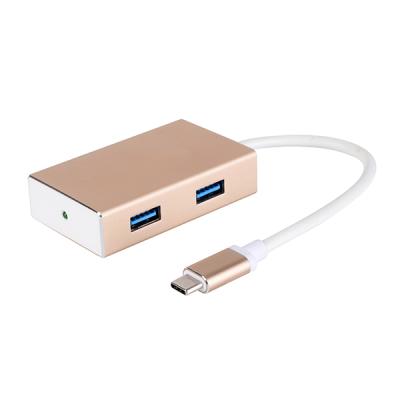 China Type C Adapter LED Light LED Light Indicate Aluminum USB-C to 4xUSB3.0 A Adapter for sale