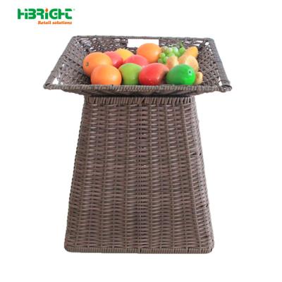 China Multifunctional Basket PP Rattan Basket Round Plastic Rattan Tray Food Storage Basket for sale