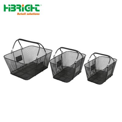 China Q235 Store Grocery Supermarket Wire Mesh Shopping Basket With Handles for sale