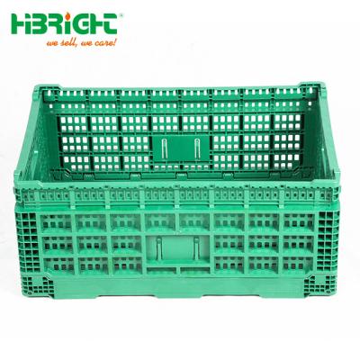 China Supermarket Collapsible Folding Stackable Plastic Container Mesh Box Vegetable and Fruit Foldable Turnover Crate for sale