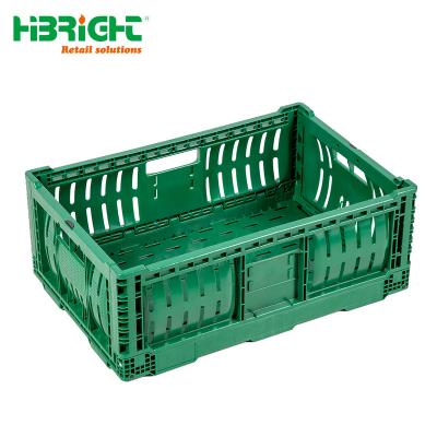 China Foldabe Commercial Plastic Folding Boxes Storage Turnover Stackable Mobile Shipping Folding Vegetables And Fruit Foldable Crate for sale