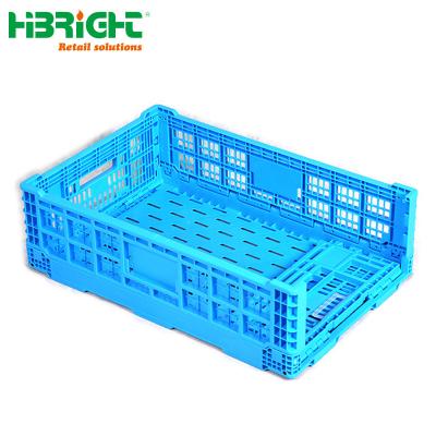 China Foldabe high quality foldable stackable plastic crates for fruits and vegetables for sale