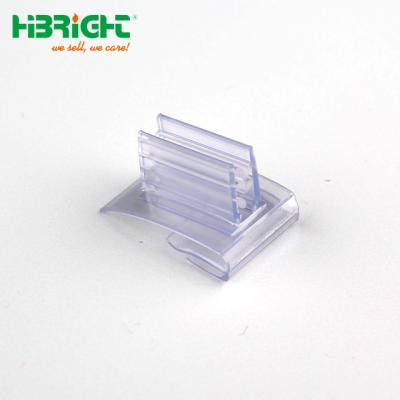 China PVC Retail Plastic Channel Hinged Prong Like Clamp Flag Signage Sign Holder For Supermarket Gondola Shelf for sale