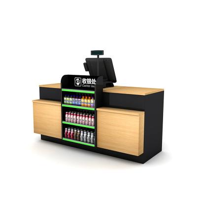 China Modern grocery store wood and metal cash register counter for supermarket HBE-CC for sale