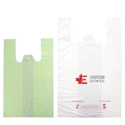 China Custom Recyclable Biodegradable Supermarket Shopping T-shirt Shopping Plastic Bags With Customized Logo for sale