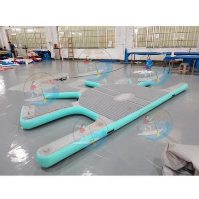 China High quality PVC and DWF material (double wall fabric) inflatable yacht island floating dock inflatable water dock platform for sale for sale