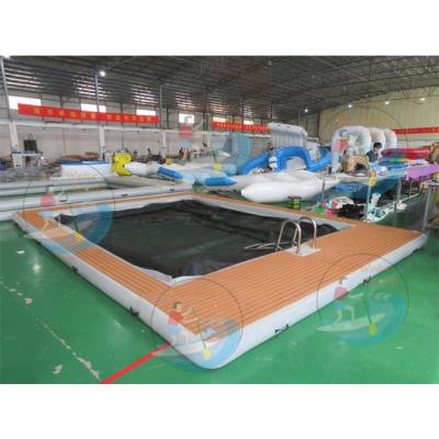 China Sea Beach Sea Floating Swimming Pool with Teak, Portable Jellyfish Pad Net Swimming Pool for Yachts for sale