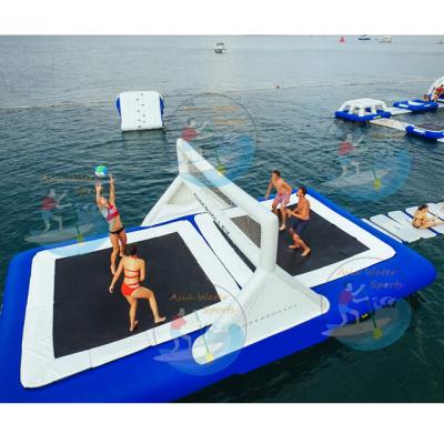 China Plato 0.9mm PVC Tarpaulin Hot Sale Inflatable Volleyball Court Water Volleyball, Inflatable Water Play Trampoline Jumping Volleyball Court For Lake/Sea for sale