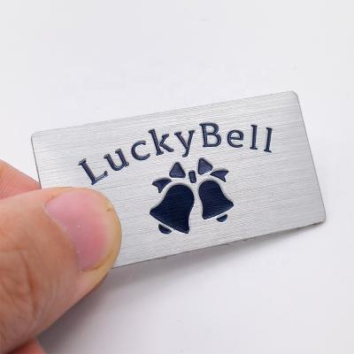 China Wholesale waterproof brushed aluminum stickers metal sticker custom embossed logo label for sale