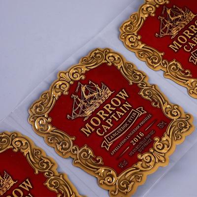 China Waterproof Private Wholesale Custom Metal Wine Label Red Wine Aluminum Private Label for sale