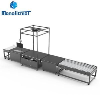 China MonolithIoT Heat Resistant Top Scanner Camera Sizing Weighing Scanning Volume Matching Dynamic Roller Conveyor DWS System for sale