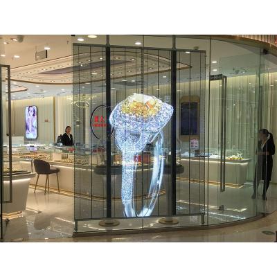 China Indoor P3.91 3.91Mm Transparent Glass Window Led Screen High Brightness Jewellery Shop Shopping Mall Led Wall Retail Stores Ecran Led for sale