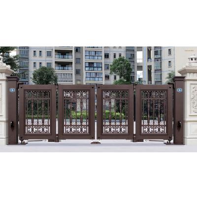 China Modern UAE House Base Track Metal Automated Folding Swing Security Front Gate Designs For Mansion for sale